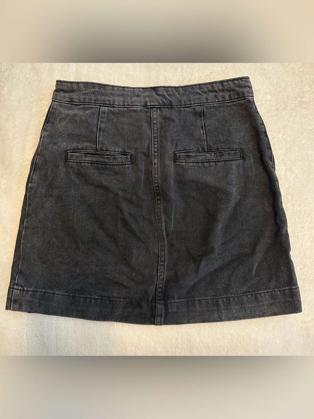 Free People We The Free Black Denim Jean Button Front Skirt Sz 25 Super High Ris - Picture 2 of 4